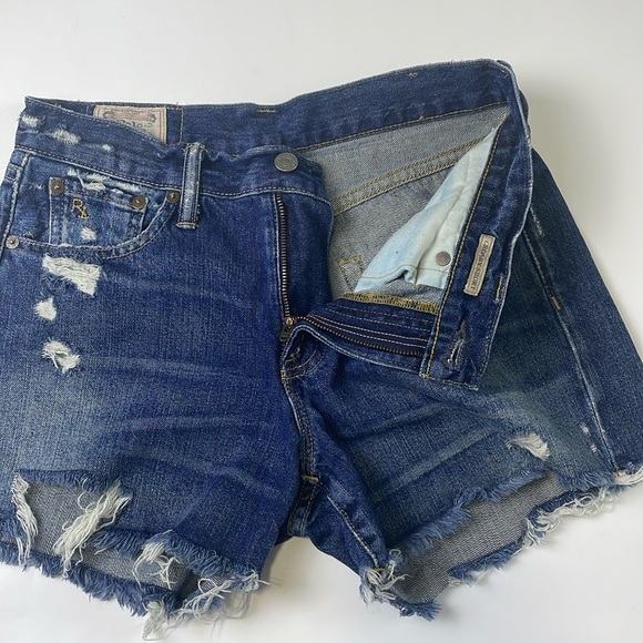 Polo Ralph Lauren Distressed Crosby Denim Shorts Size 25 Mid Rise Raw Hem cotton - Picture 7 of 14